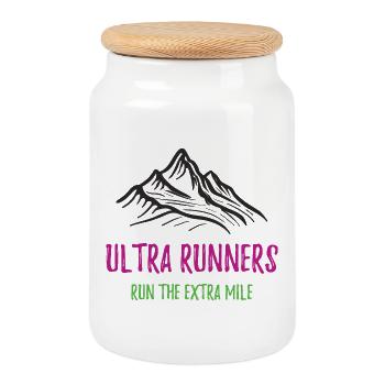 Ultra Runners Run The Extra Mile - Cookie Jar with Wooden Lid - white - Front