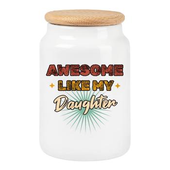 Awesome like my Daughter Vintage - Cookie Jar with Wooden Lid - white - Front