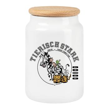 Team-beastly fort - Boîte à biscuits avec couvercle en bois - blanc - Devant
