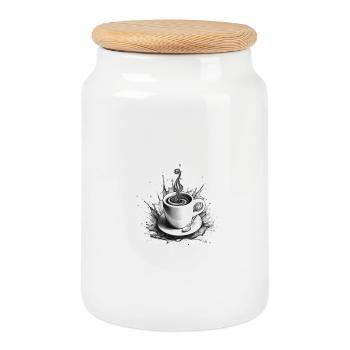 Blood type espresso 2 white - Cookie Jar with Wooden Lid - white - Front