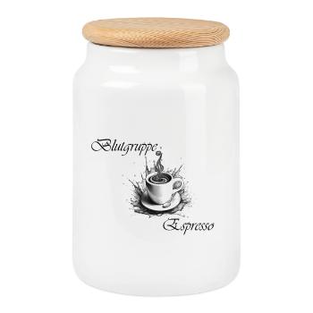Blutgruppe espresso 2 - Keksdose mit Holzdeckel - Weiß - Vorne