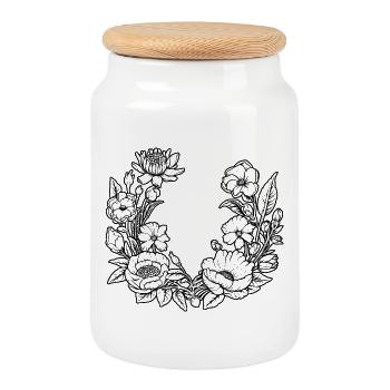 Couronne de fleurs Abeilles Prairie Fleurs de mariage - Boîte à biscuits avec couvercle en bois - blanc - Devant