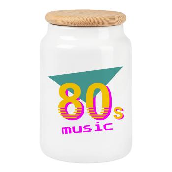 Musik der 80er Jahre - Keksdose mit Holzdeckel - Weiß - Vorne