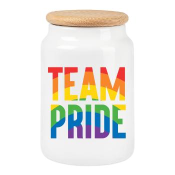 Mois de la fierté LGBT - Fierté d’équipe - Boîte à biscuits avec couvercle en bois - blanc - Devant