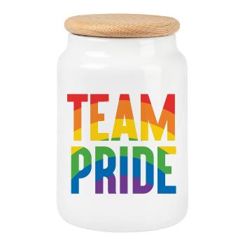 Mois de la fierté LGBT - Fierté d’équipe - Boîte à biscuits avec couvercle en bois - blanc - Devant