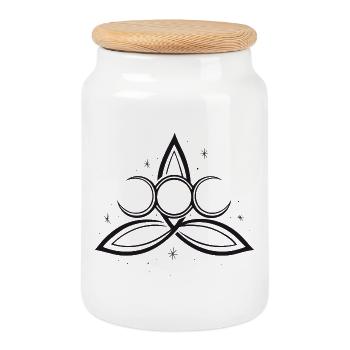 Trinity Triquetra Symbol Mond Triple Moon - Keksdose mit Holzdeckel - Weiß - Vorne