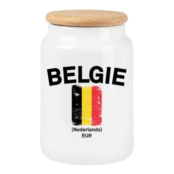 Drapeau belge des broussailles vieilli - Boîte à biscuits avec couvercle en bois - blanc - Devant