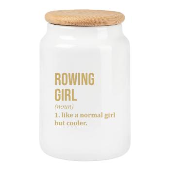 Citation amusante de fille d’aviron - Boîte à biscuits avec couvercle en bois - blanc - Devant