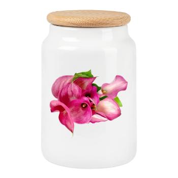 Calla-Lilie - Keksdose mit Holzdeckel - Weiß - Vorne