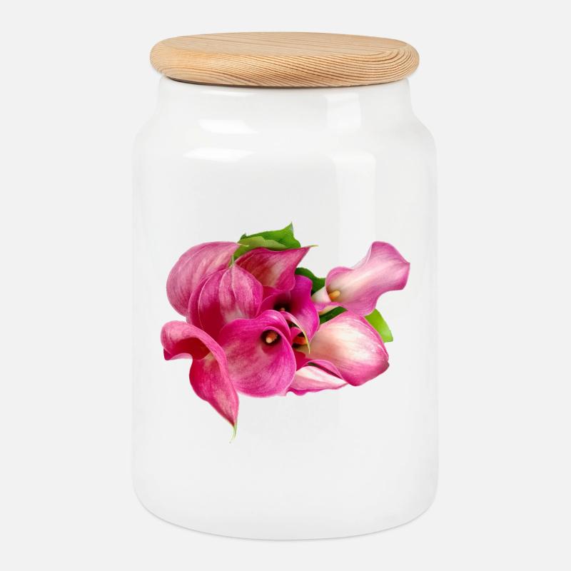 Calla-Lilie - Keksdose mit Holzdeckel - Weiß