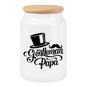 Stilvolles Design: 'Gentleman Papa - Keksdose mit Holzdeckel - Weiß - Vorne