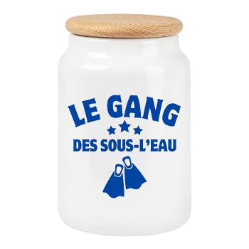 plongée sous-marine, plongeur, plongée - Boîte à biscuits avec couvercle en bois - blanc - Devant