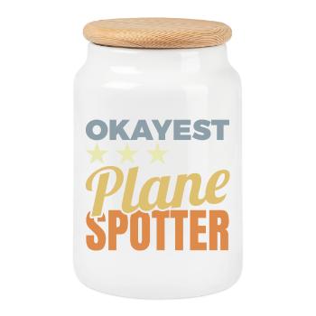 Average airplane enthusiast - Cookie Jar with Wooden Lid - white - Front