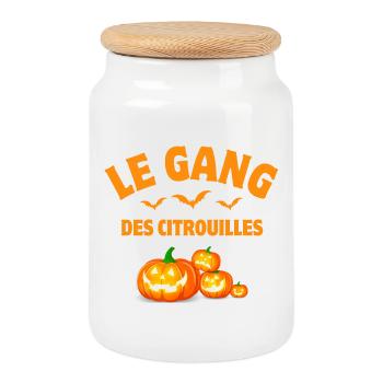 halloween, citrouille, citrouilles - Boîte à biscuits avec couvercle en bois - blanc - Devant