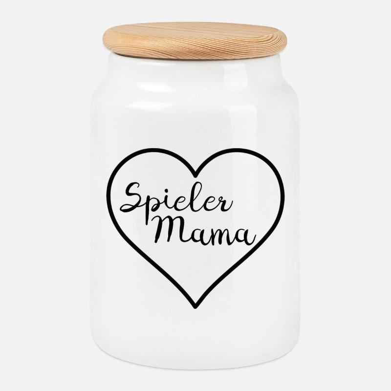 Spielermama schwarz - Keksdose mit Holzdeckel - Weiß