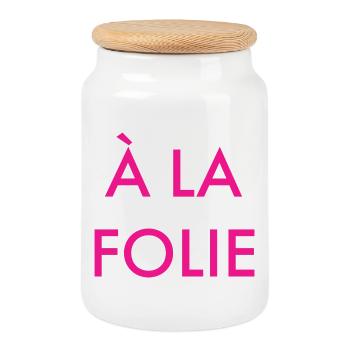 a la folie - Boîte à biscuits avec couvercle en bois - blanc - Devant