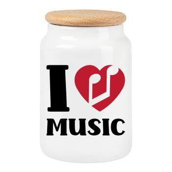 I love music - Keksdose mit Holzdeckel - Weiß - Vorne