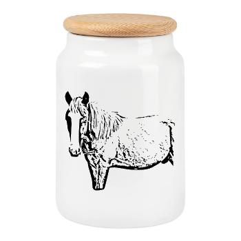 Pferde T-shirt Geschenk Reiter  - Keksdose mit Holzdeckel - Weiß - Vorne