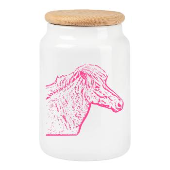 Pferd rosa pink - Keksdose mit Holzdeckel - Weiß - Vorne