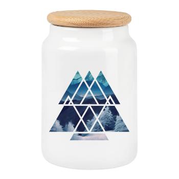 Azure Mountain Geometrie - Keksdose mit Holzdeckel - Weiß - Vorne