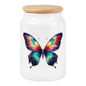 Schmetterling - Keksdose mit Holzdeckel - Weiß - Vorne