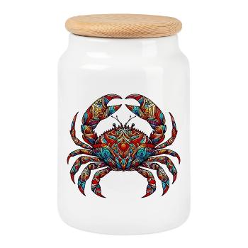 Crabe - Boîte à biscuits avec couvercle en bois - blanc - Devant