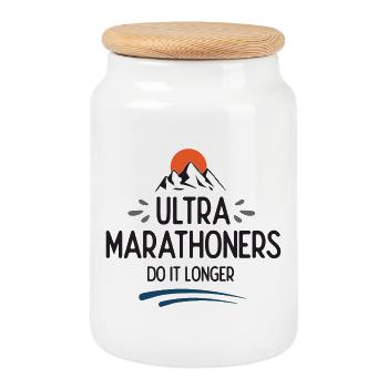 Ultra-Marathonläufer machen es länger - Keksdose mit Holzdeckel - Weiß - Vorne