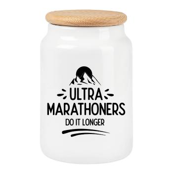 Ultra-Marathonläufer machen es länger - Keksdose mit Holzdeckel - Weiß - Vorne