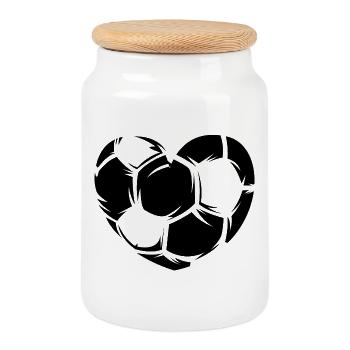 Fußball Herz Symbol Ball Illustration soccer Liebe - Keksdose mit Holzdeckel - Weiß - Vorne