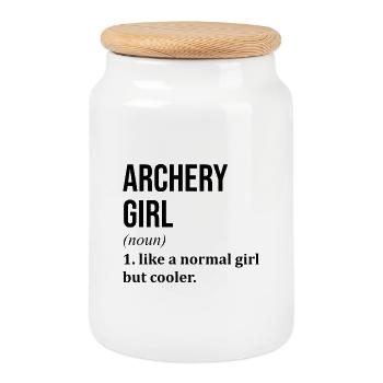 Archery - Cookie Jar with Wooden Lid - white - Front