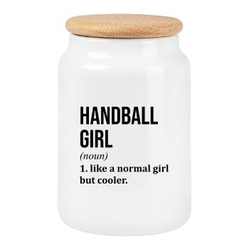 Handball - Cookie Jar with Wooden Lid - white - Front