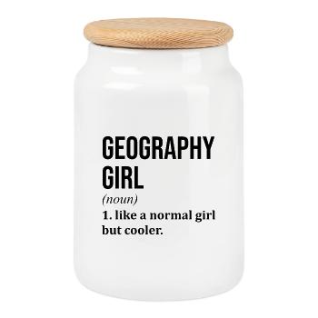 Geography - Cookie Jar with Wooden Lid - white - Front