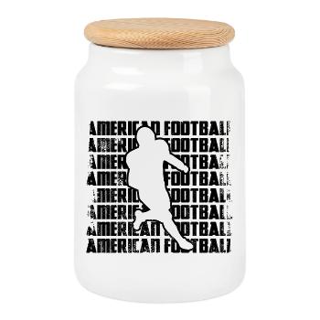American football - Cookie Jar with Wooden Lid - white - Front