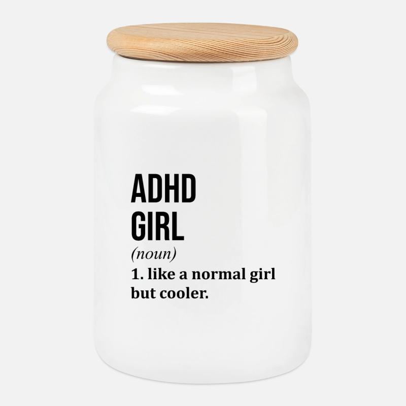ADHD - Cookie Jar with Wooden Lid - white