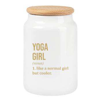 Yoga Yoga Yoga - Boîte à biscuits avec couvercle en bois - blanc - Devant
