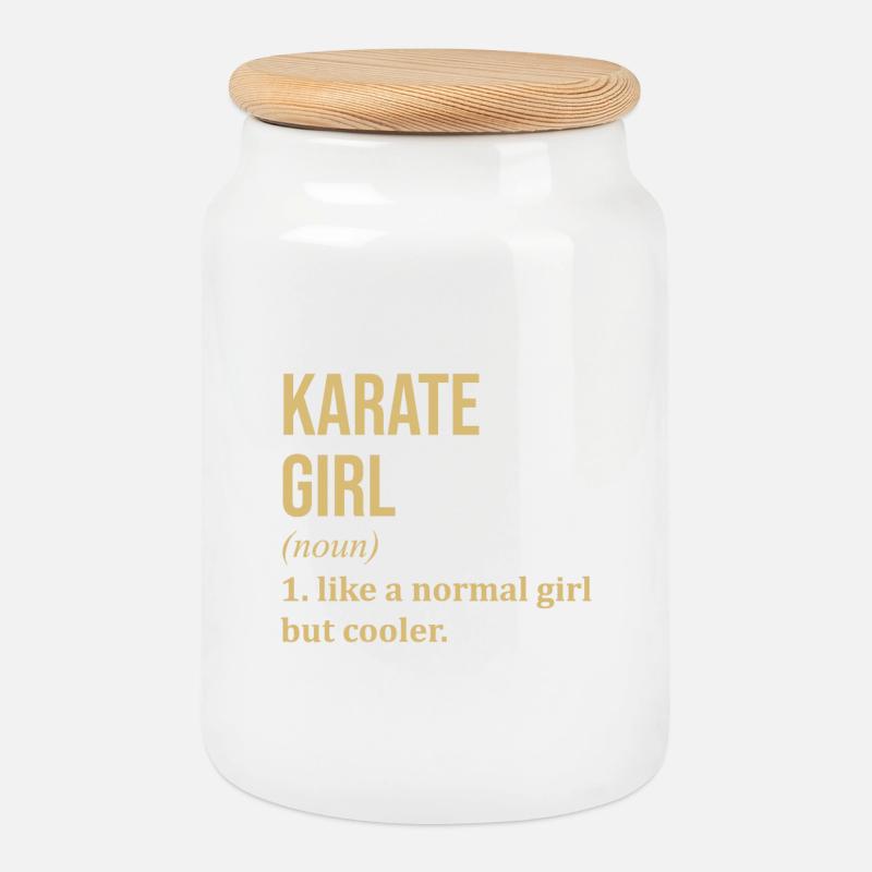Karate - Keksdose mit Holzdeckel - Weiß