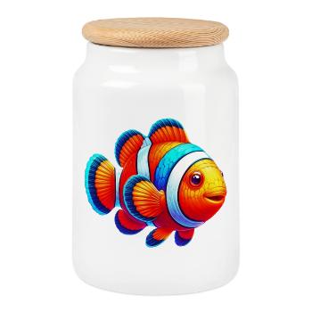 Clownfish - Cookie Jar with Wooden Lid - white - Front