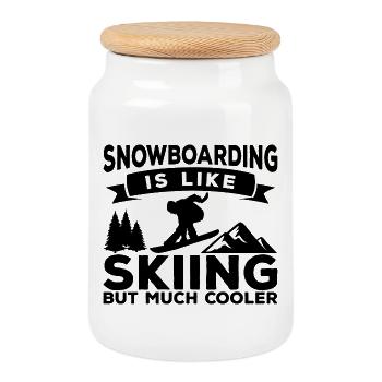 Citation amusante de snowboard - Boîte à biscuits avec couvercle en bois - blanc - Devant