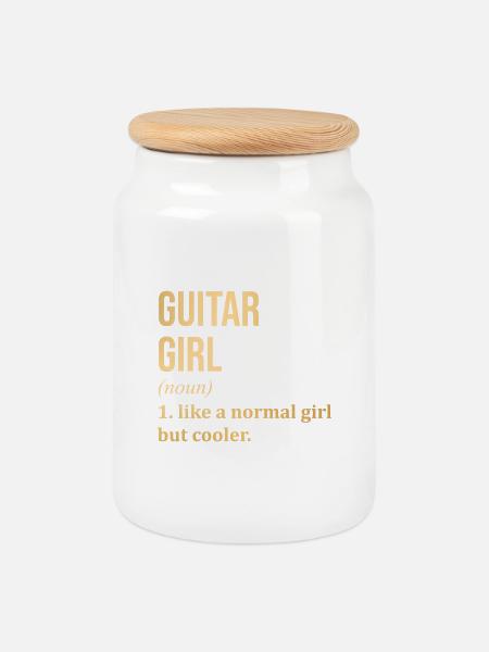 Gitarre Gitarre Gitarre - Keksdose mit Holzdeckel - Weiß