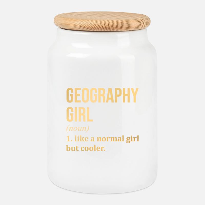 Geografie - Keksdose mit Holzdeckel - Weiß
