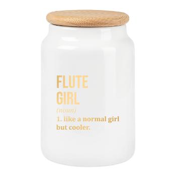 flûte - Boîte à biscuits avec couvercle en bois - blanc - Devant
