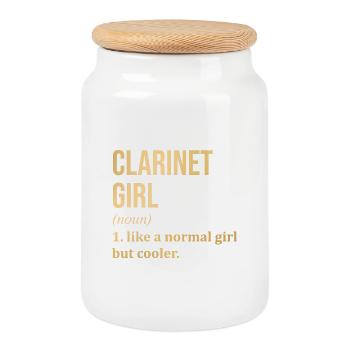 clarinette - Boîte à biscuits avec couvercle en bois - blanc - Devant