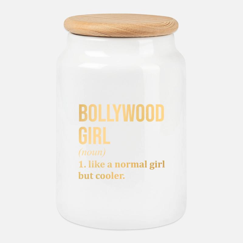 Bollywood - Keksdose mit Holzdeckel - Weiß