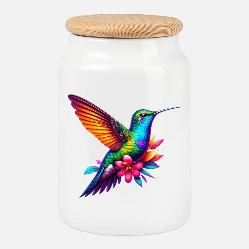 Kolibri - Keksdose mit Holzdeckel - Weiß