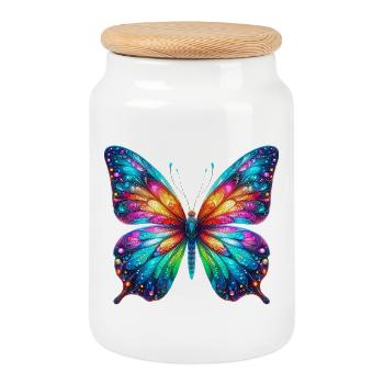 Schmetterling - Keksdose mit Holzdeckel - Weiß - Vorne