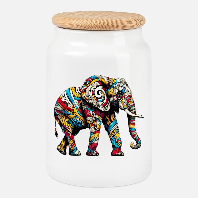 Elefant - Keksdose mit Holzdeckel - Weiß