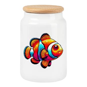Clownfish - Cookie Jar with Wooden Lid - white - Front