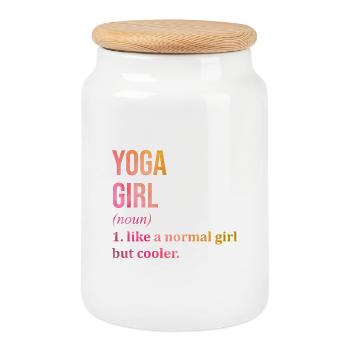 Yoga Yoga Yoga - Boîte à biscuits avec couvercle en bois - blanc - Devant