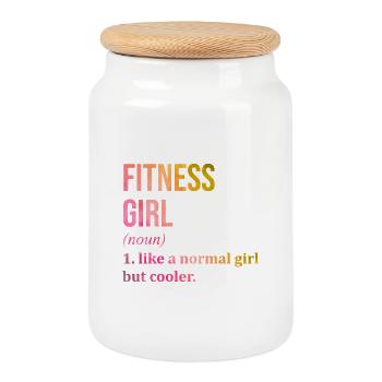 Fitness - Keksdose mit Holzdeckel - Weiß - Vorne