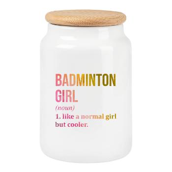 badminton - Boîte à biscuits avec couvercle en bois - blanc - Devant